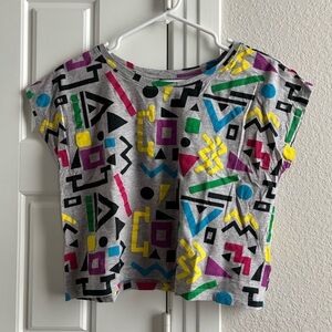 (Y2K) Forever 21 abstract geometric colorful boxy crop top (size M)
